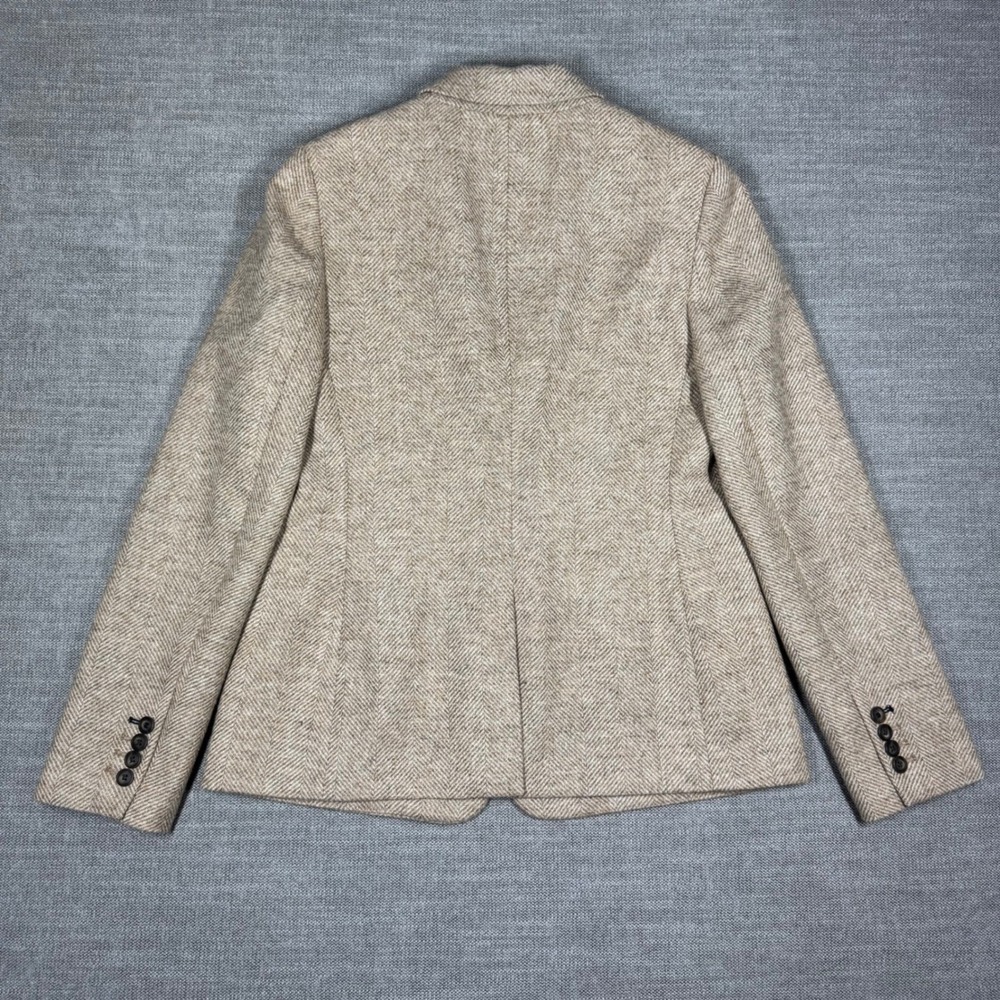 Boden British Tweed Wool Blazer Tan Herringbone Abraham Moon London Lining US 8R - Picture 3 of 13
